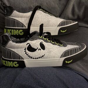 Disney Black and White Sneakers with Neon Green Accents